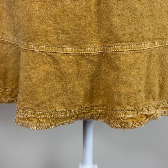 Pilcro Flounced Linen Blend High Waist Mini Skirt in Washed Mustard Size Medium - Picture 5 of 8